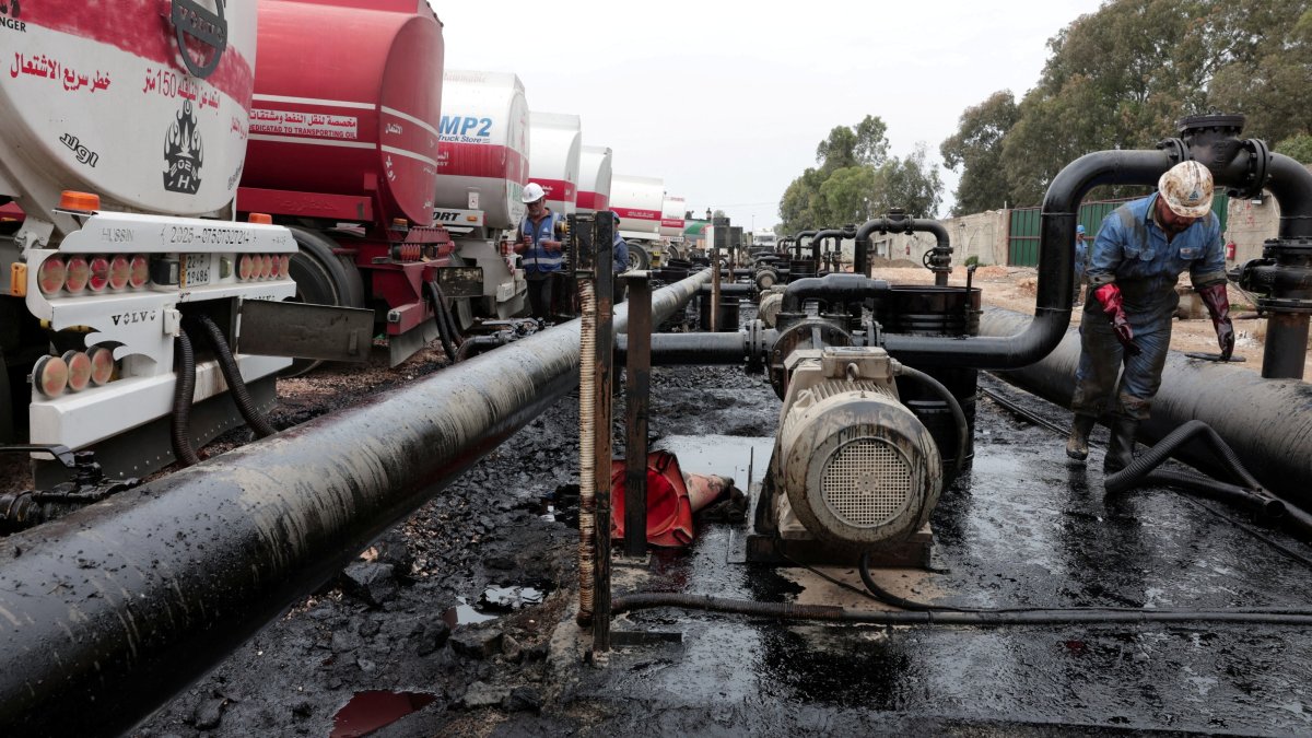 Oil trucks arriving from Iraq at the Baniyas oil terminal in Baniyas, Syria, May 14, 2026. (Reuters Photo)