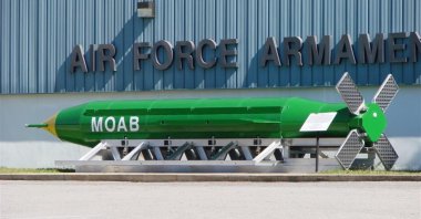 This undated photo shows GBU-43/B Massive Ordnance Air Blast weapon on display outside the Air Force Armament Museum, Eglin Air Force Base, Florida, U.S. (Wikimedia Photo)