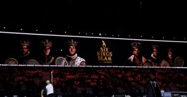 Taylor Fritz serves against Alexander Zverev in their quarterfinal match during day one of the Six Kings Slam 2025 at ANB Arena, Riyadh, Saudi Arabia, Oct. 15, 2025. (Getty Images Photo)