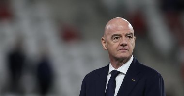 FIFA President Gianni Infantino attends the trophy ceremony after Spain defeated North Korea in the FIFA U-20 Women’s World Cup final at Stadion Miejski LKS, Lodz, Poland, Sept. 27, 2026. (Reuters Photo)