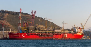 Türkiye's first floating production platform, Osman Gazi, is shown in this photo released by the Energy Ministry on Oct. 15, 2026. (AA Photo)