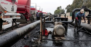 Oil trucks arriving from Iraq at the Baniyas oil terminal in Baniyas, Syria, May 14, 2026. (Reuters Photo)