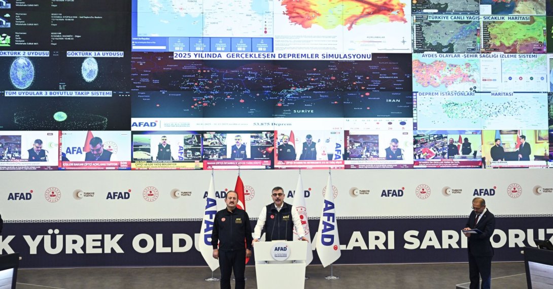 Interior Minister Mustafa Çiftçi speaks to the press at the Disaster and Emergency Management Authority (AFAD) headquarters, Ankara, Türkiye, Oct. 15, 2026. (AA Photo)