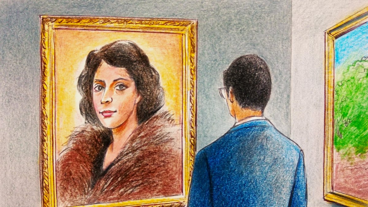 An illustration portrays Raif Efendi, the introspective protagonist of Sabahattin Ali’s celebrated novel "Madonna in a Fur Coat," gazing at the enigmatic painting that profoundly shapes his life and lies at the heart of the novel’s poignant exploration of love, loneliness and longing. (Illustration by Erhan Yalvaç)