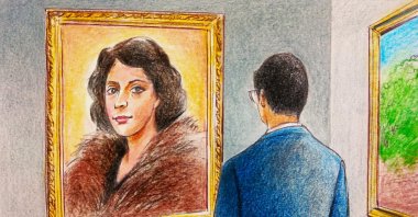 An illustration portrays Raif Efendi, the introspective protagonist of Sabahattin Ali’s celebrated novel "Madonna in a Fur Coat," gazing at the enigmatic painting that profoundly shapes his life and lies at the heart of the novel’s poignant exploration of love, loneliness and longing. (Illustration by Erhan Yalvaç)