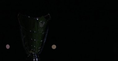 A general view of the Asian Cup trophy during the AFC Asian Cup final match between Jordan and Qatar at Lusail Stadium, Lusail City, Qatar, Feb. 10, 2024. (Getty Images Photo)