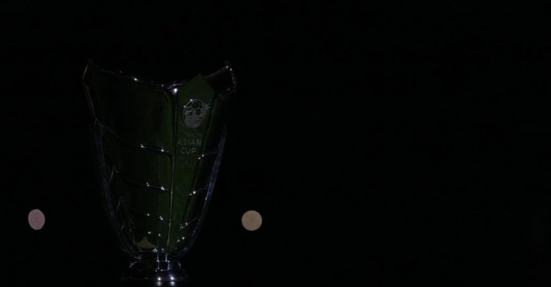 A general view of the Asian Cup trophy during the AFC Asian Cup final match between Jordan and Qatar at Lusail Stadium, Lusail City, Qatar, Feb. 10, 2024. (Getty Images Photo)