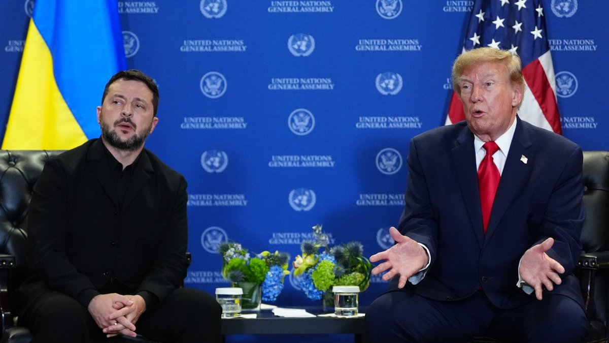 President Donald Trump meets with Ukraine's President Volodymyr Zelenskyy during the United Nations General Assembly, New York City, U.S., Sept. 22, 2026. (AP Photo)