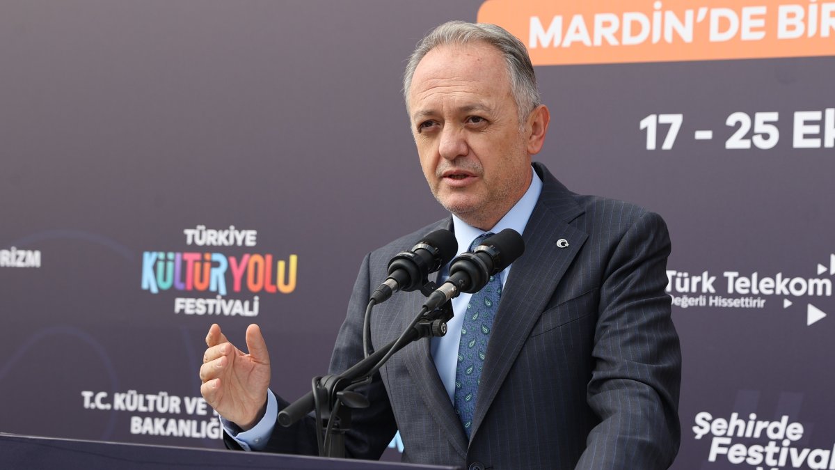 Türkiye’s Deputy Culture and Tourism Minister Gökhan Yazgı delivers a speech during the opening ceremony of the Mardin Culture Route Festival at the Sakıp Sabancı Mardin City Museum, Mardin, Türkiye, Oct. 17, 2026. (AA Photo)