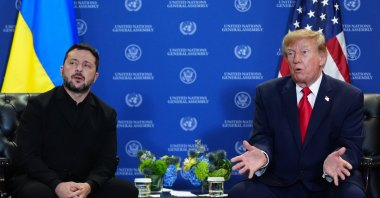 President Donald Trump meets with Ukraine's President Volodymyr Zelenskyy during the United Nations General Assembly, New York City, U.S., Sept. 22, 2026. (AP Photo)