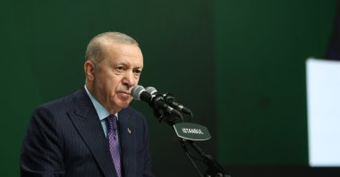 Turkish President Recep Tayyip Erdoğan speaks during the opening ceremony for Istanbul University Hospital’s Çapa and Esenyurt campuses and a groundbreaking ceremony for new healthcare facilities, Istanbul, Türkiye, Oct. 17, 2026. (AA Photo)