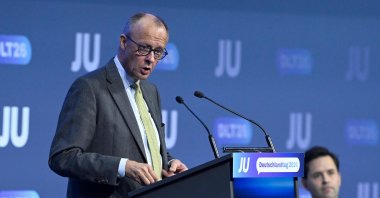 German Chancellor Friedrich Merz speaks at the Deutschlandtag congress of the Junge Union (JU), which is the youth organization of his conservative Christian Democratic Union (CDU) party, in Bonn, western Germany, Oct. 17, 2026. (AFP Photo)