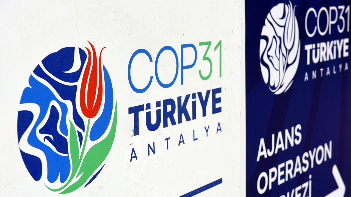 This photo shows a logo of COP31 next to the entrance of Antalya Expo venue, Antalya, Türkiye, Oct. 1, 2026.