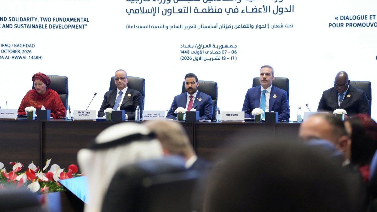 Foreign Minister Hakan Fidan (2nd R) attends the opening session of the meeting, Baghdad, Iraq, Oct. 17, 2026. (Reuters Photo)
