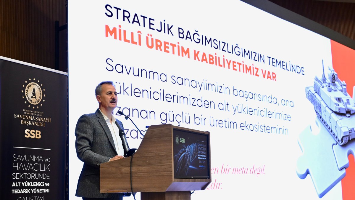 The head of the Presidency of Defense Industries (SSB), Haluk Görgün, speaks during a workshop, Bursa, northwestern Türkiye, Oct. 17, 2026. (AA Photo)
