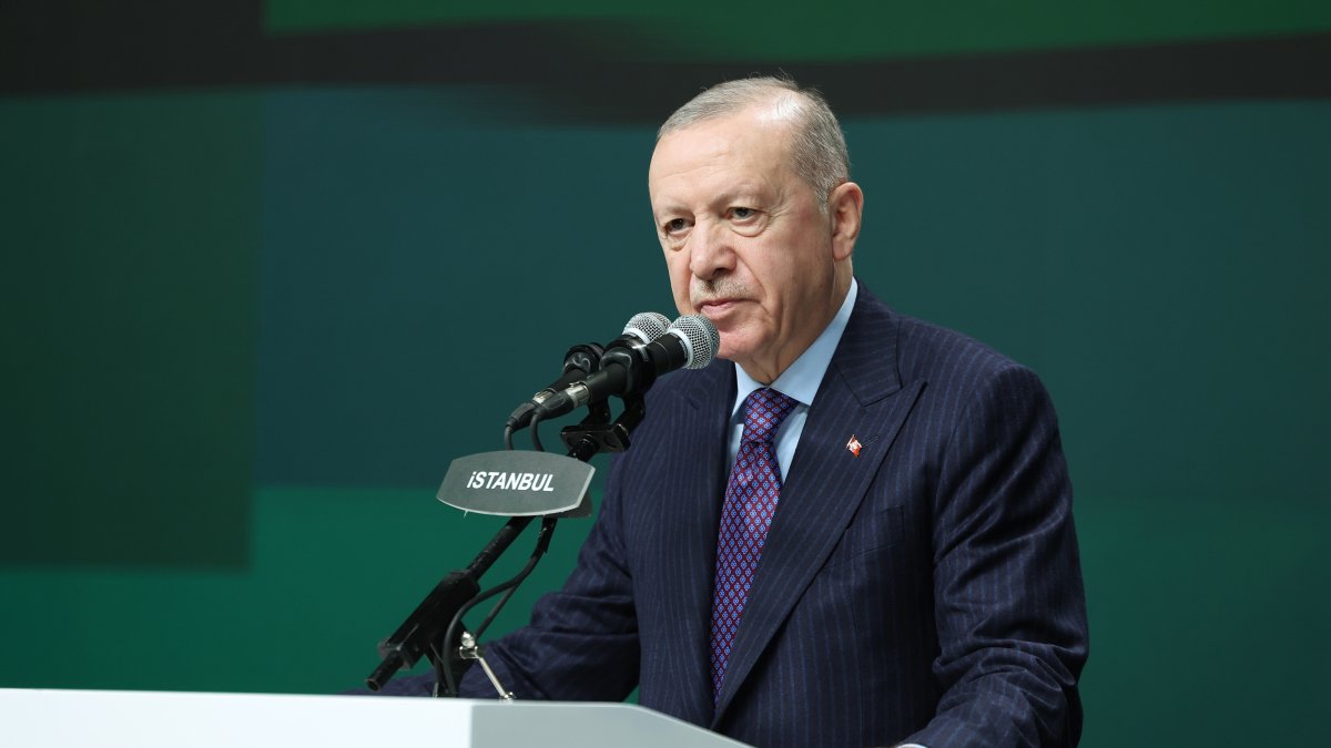 President Recep Tayyip Erdoğan addresses an event, Istanbul, Türkiye, Oct. 17, 2026. (AA Photo)