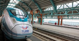 A high speed train is seen in central Sivas province, Türkiye, Sept. 28, 2026. (AA Photo)