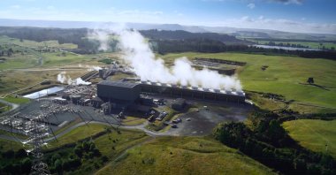 An aerial view of a geothermal power plant is seen in this undated stock photo. (Shutterstock Photo)