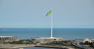 A view of Azerbaijan's flag at Upland Park, Baku, Azerbaijan. May 1, 2025. (Shutterstock Photo)