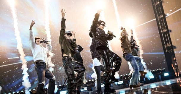 (From L-R) RM, j-hope, Jung Kook and Jimin of BTS perform onstage during the 2026 iHeartRadio Music Festival at T-Mobile Arena, Las Vegas, U.S., Sept. 18, 2026. (Getty Images Photo)