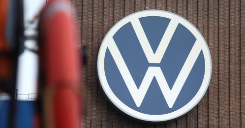 The Volkswagen logo at the carmaker's main German plant, Wolfsburg, Germany, Sept. 17, 2026. (Reuters Photo)