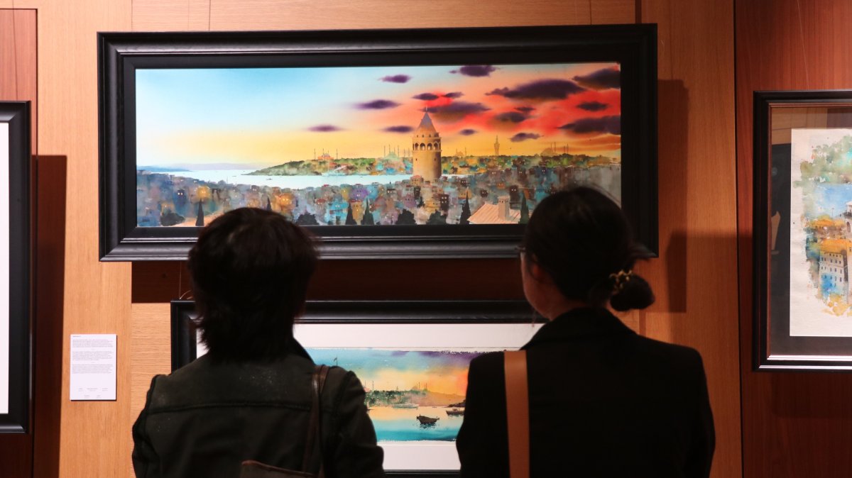 Visitors viewing artwork at the “Istanbul: A City, a Thousand Perspectives” exhibition, Paris, France, Oct. 19, 2026. (AA Photo)
