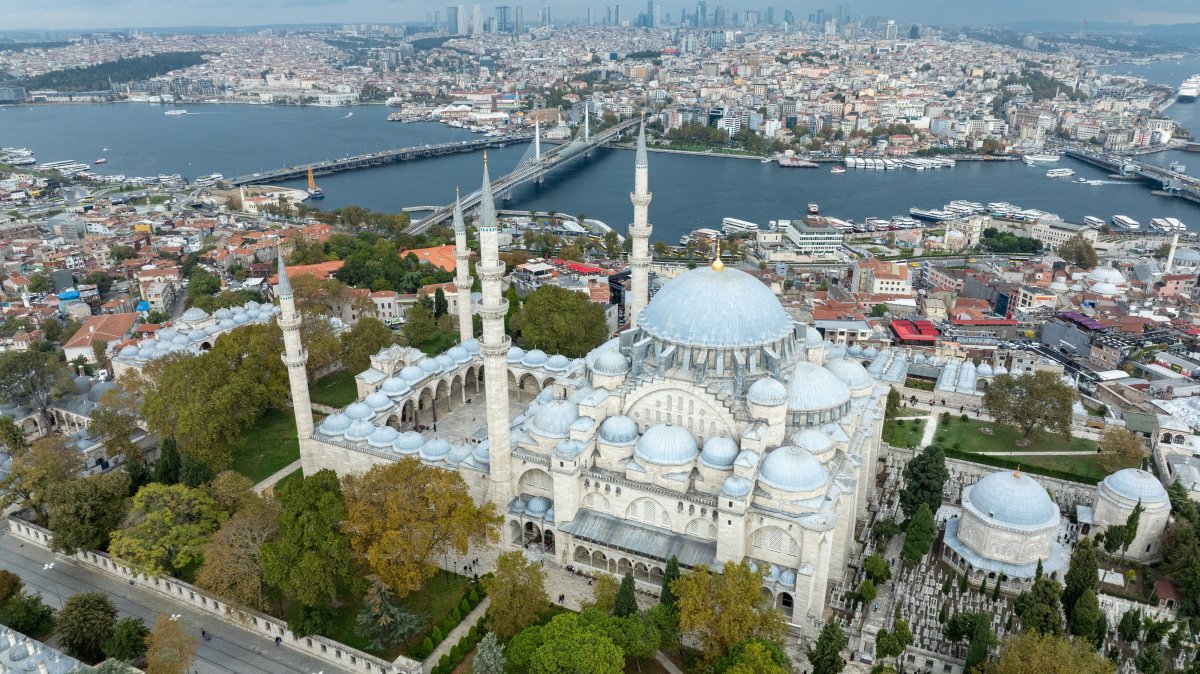 An aerial view of the Süleymaniye Mosque and Complex, Istanbul, Türkiye, Oct. 15, 2026. (AA Photo)