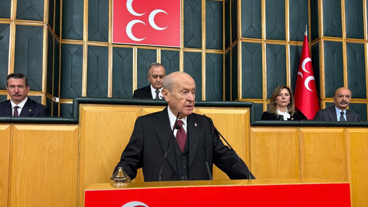 Nationalist Movement Party (MHP) Chairperson Devlet Bahçeli speaks during his party's parliamentary group meeting, Ankara, Türkiye, Oct. 20, 2026. (DHA Photo)