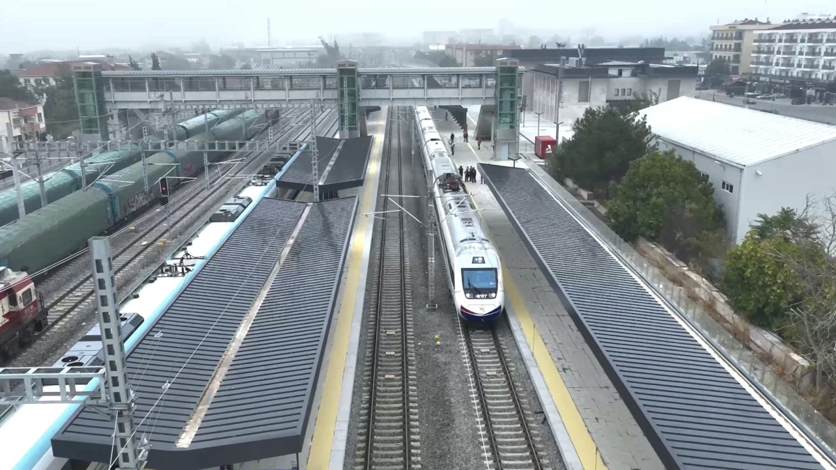 A high-speed train is seen in Edirne province, northwestern Türkiye, Oct. 10, 2026. (AA Photo)