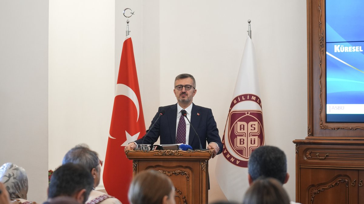 Communications Director Burhanettin Duran speaks at a conference at the Ankara Social Sciences University, Ankara, Oct. 14, 2026. (AA Photo)