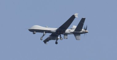 A U.S. Air Force MQ-9 Reaper drone flies over the former Roosevelt Roads naval base before landing in Ceiba, Puerto Rico, May 29, 2026. (Reuters Photo)