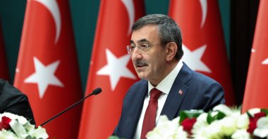 Vice President Cevdet Yılmaz speaks during a ceremony to present the government's 2027 budget proposal, Ankara, Türkiye, Oct. 16, 2026. (AA Photo)