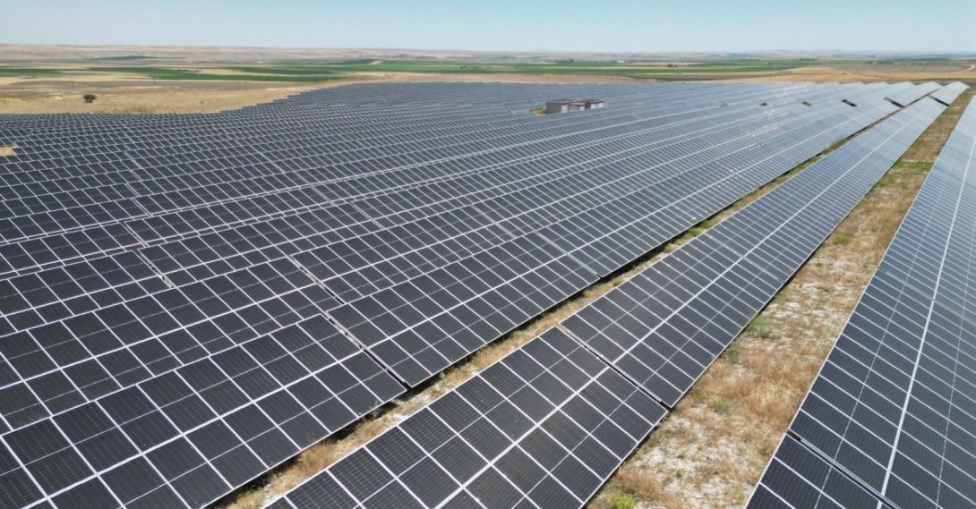 Solar panels are seen at a plant in Konya, central Türkiye, Oct. 16, 2026. (IHA Photo)