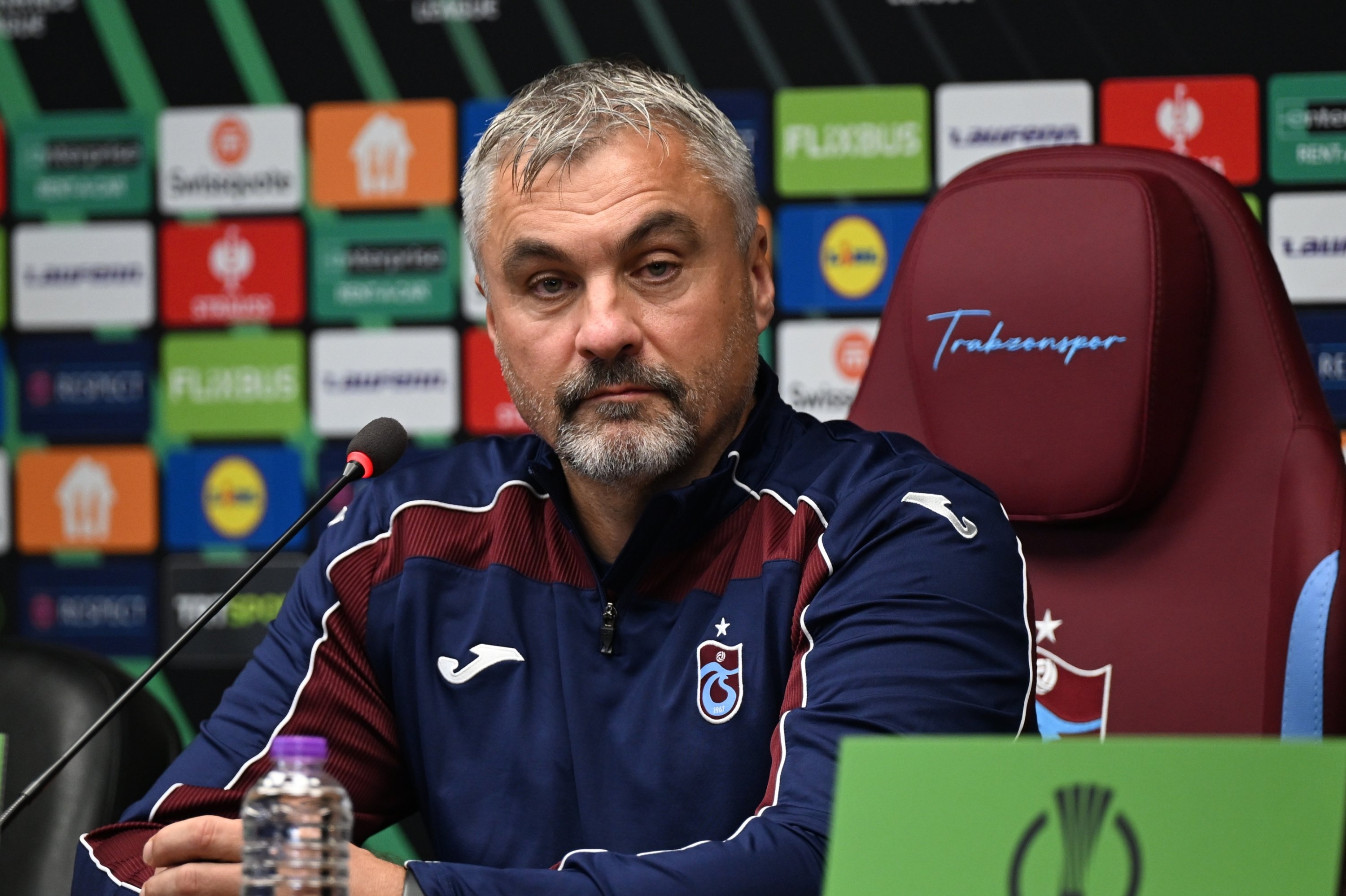 Trabzonspor coach Thomas Reis addresses the press at Papara Park ahead of their UEFA Conference League match against Scottish side Hearts, Trabzon, Türkiye, Oct. 21, 2026. (AA Photo)