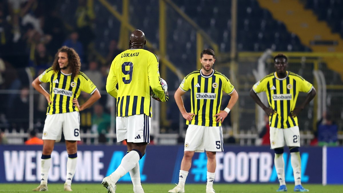 Fenerbahçe players react with disappointment after conceding a goal against Slavia Prague during their UEFA Champions League Matchday 3 clash at Chobani Stadium, Istanbul, Türkiye, Oct. 20, 2026. (AA Photo)