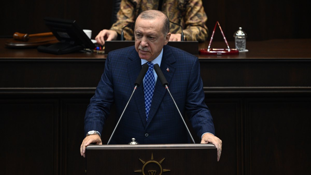 President Recep Tayyip Erdoğan speaks at the parliamentary group meeting of his AK Party, Ankara, Türkiye, Oct. 21, 2026. (AA Photo)