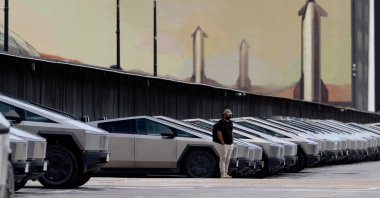 Tesla Cybertrucks are parked outside a SpaceX installation in Starbase, Texas, U.S., April 21, 2026. (Reuters Photo)