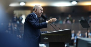 President Recep Tayyip Erdoğan speaks during the parliamentary group meeting of the Justice and Development Party (AK Party), Ankara, Türkiye, Oct. 21, 2026. (AA Photo)