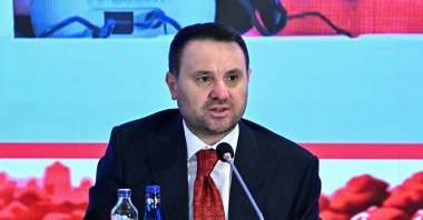 Justice Minister Akın Gürlek speaks at the OECD event, Istanbul, Türkiye, Oct. 21, 2026. (AA Photo)