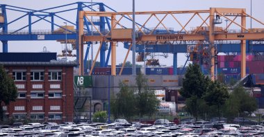 Brand-new cars are seen in the port of Duisburg, Germany, July 14, 2025. (Reuters Photo)