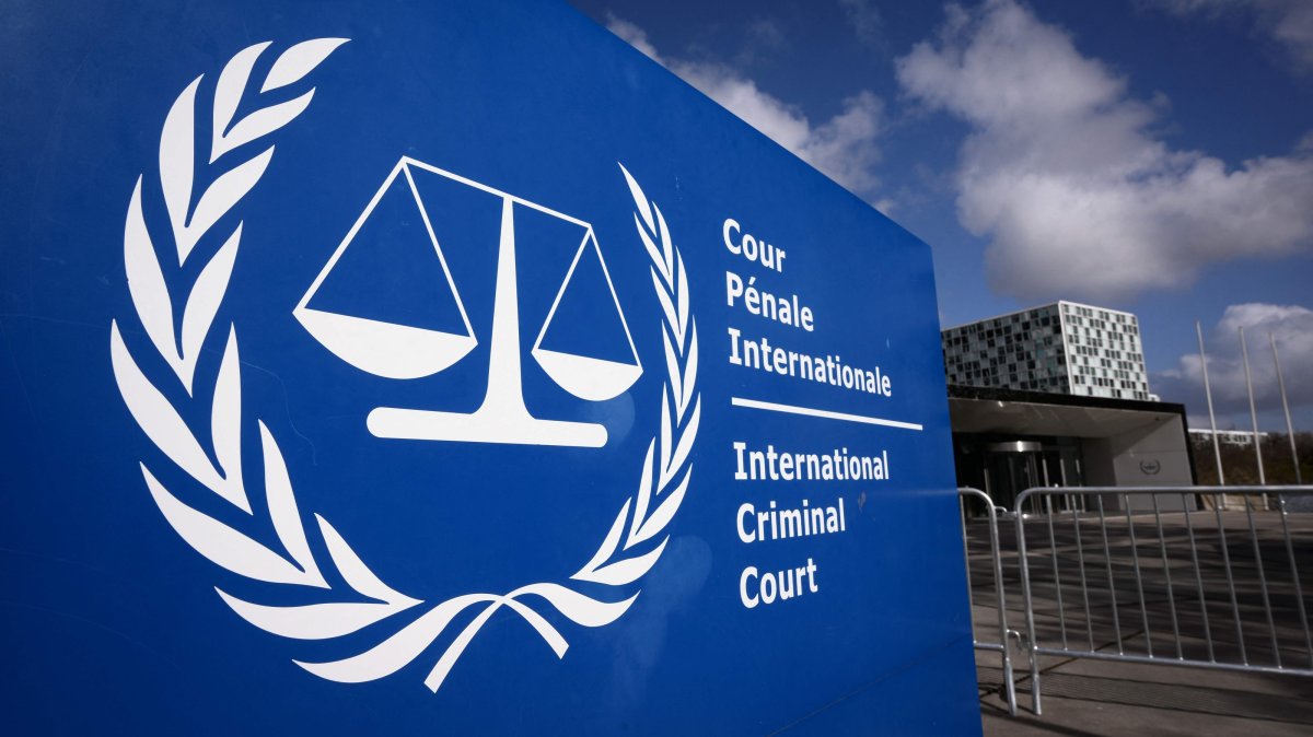 A general view shows the exterior and the logo of the International Criminal Court (ICC) in The Hague, the Netherlands, March 28, 2026. (AFP Photo)