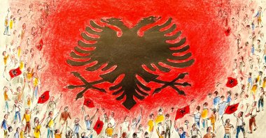 "Are the violent protests in Tirana merely about local grievances, or are they a reflection of a growing global anger against Israel?" (Illustration by Erhan Yalvaç)