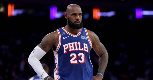 LeBron James of the Philadelphia 76ers looks on during the second quarter of the game against the New York Knicks at Madison Square Garden in New York City, U.S., Oct. 20, 2026. (AFP Photo)