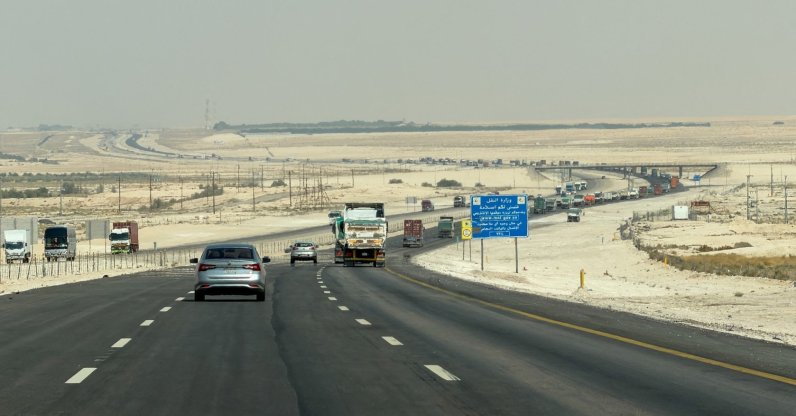 A view of cars and trucks on Dammam-Riyadh Highway, in Dammam, Saudi Arabia, Oct. 19, 2026. (Reuters Photo)