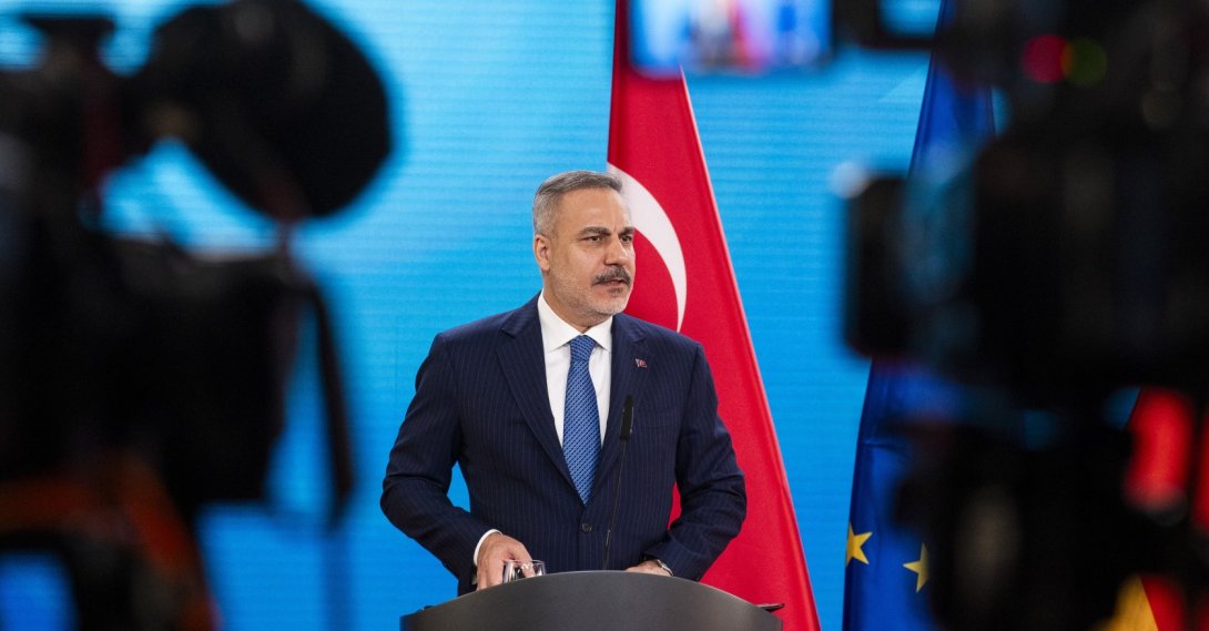 Foreign Minister Hakan Fidan speaks at a press conference at the Federal Foreign Office, Berlin, Germany, May, 18, 2026. (Getty Images Photo)