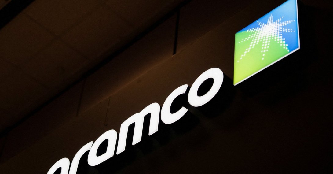 Saudi Arabian oil company Aramco's logo during the CERAWeek energy conference 2026 in Houston, Texas, U.S., March 24, 2026. (Reuters Photo)