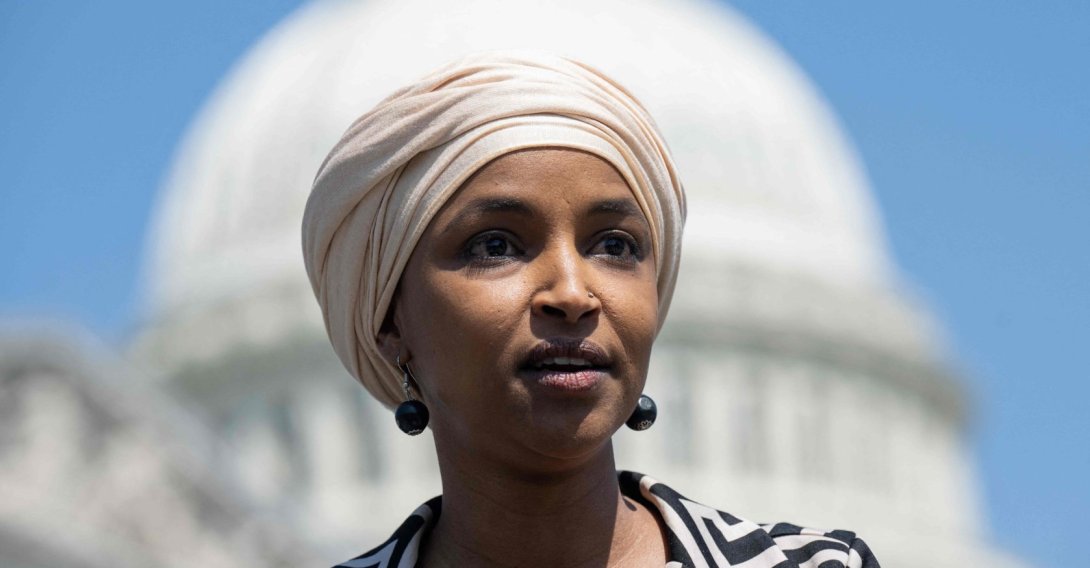 U.S. Rep. Ilhan Omar, Democrat of Minnesota, speaks during a press conference outside the Capitol in Washington, D.C., U.S., May 18, 2023. (AFP Photo)