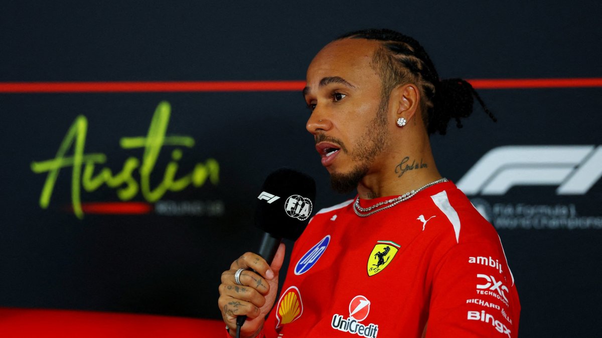 Ferrari's Lewis Hamilton during a press conference ahead of the United States Grand Prix race weekend at Circuit of the Americas, Austin, Texas, U.S., Oct. 22, 2026. (Reuters Photo)