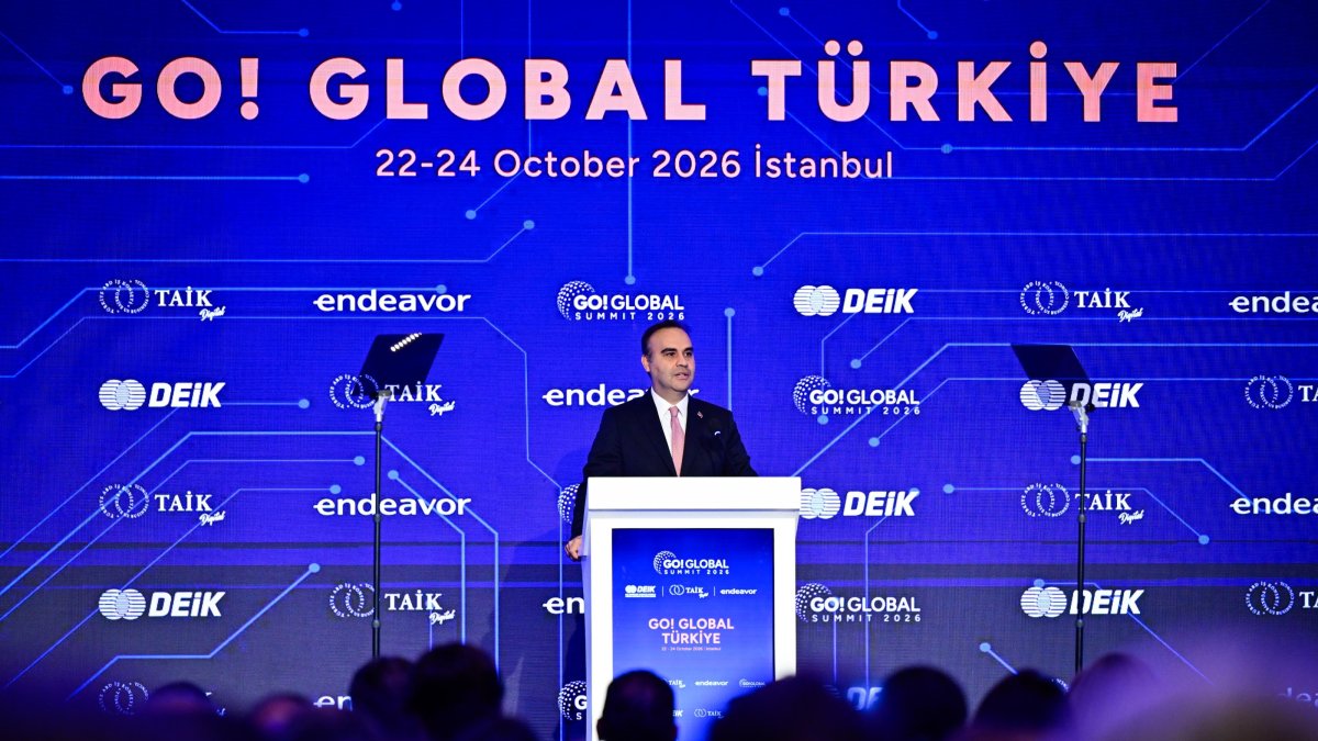 Industry and Technology Minister Mehmet Fatih Kacır speaks during the GO! GLOBAL Türkiye Summit 2026, Istanbul, Türkiye, Oct. 23, 2026. (AA Photo)