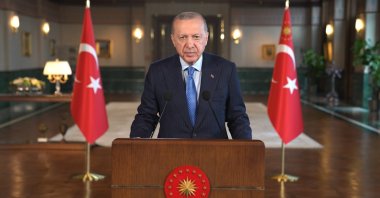 President Recep Tayyip Erdoğan delivers a video message to the 9th Istanbul Mediation Conference, Istanbul, Türkiye, Oct. 23, 2026. (IHA Photo)